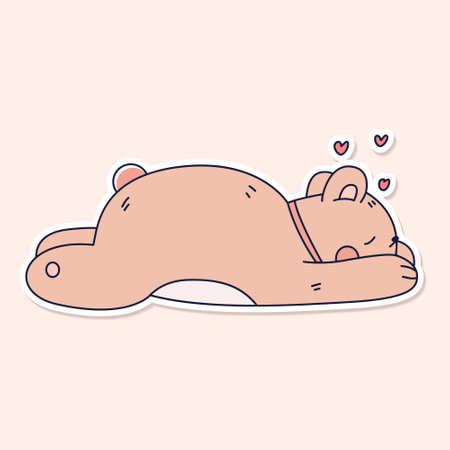 Cute kawaii pink bear sticker kid graphicのイラスト素材