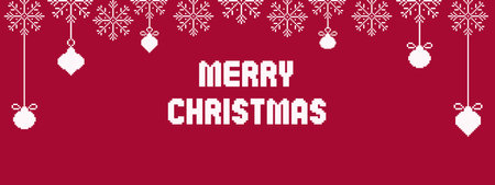 Pixel art Merry Christmas bannerのイラスト素材