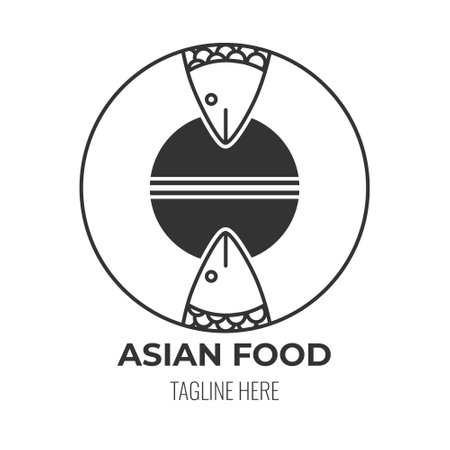 LOGO icon asian food cafe isolated vector designのイラスト素材