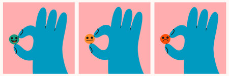 Rank, level of satisfaction rating. sad and positive reaction.Hand drawn style vector design illustrations. Vectorのイラスト素材