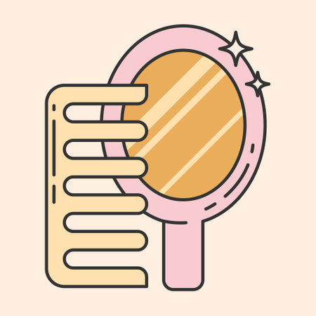 Mirror and comb icon isolated.Symbol, logo illustration for hair care,make up.Editable Stroke. Vector illustration EPS 10.のイラスト素材