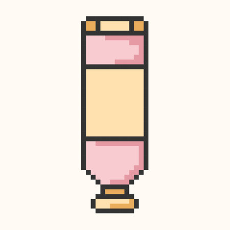 Cream tube icon pixel art symbol. Isolated vector illustration of hand cream sign.Vertical tube.Vector illustration EPS 10.のイラスト素材