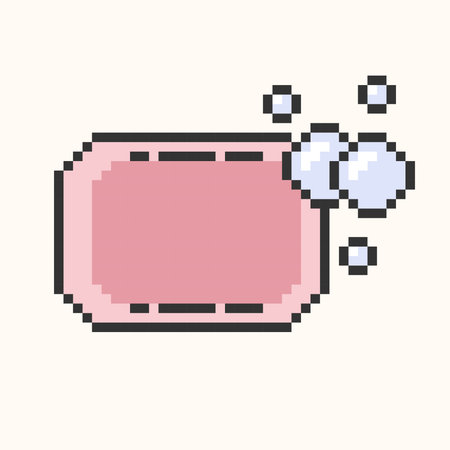 Soap and Bubbles Icon pixel art. 8 bit emblem. Game development, mobile app. Isolated vector illustration EPS10のイラスト素材