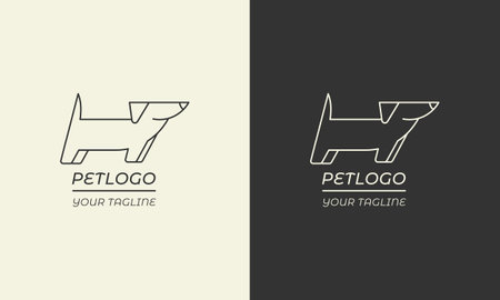 Pet Logo Design.Cute dog logo template design.Logo icon infographic for veterinary, pet shelter, pet adoption and animal charity.Vector graphics illustration. Editable stroke.のイラスト素材