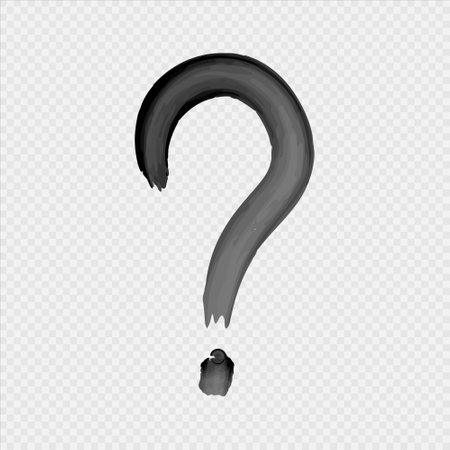 Hand drawn question mark.Watercolor black question isolated on transparent background.Hand-painted question symbol.ask question sign,logo,icon.Vector illustration.のイラスト素材