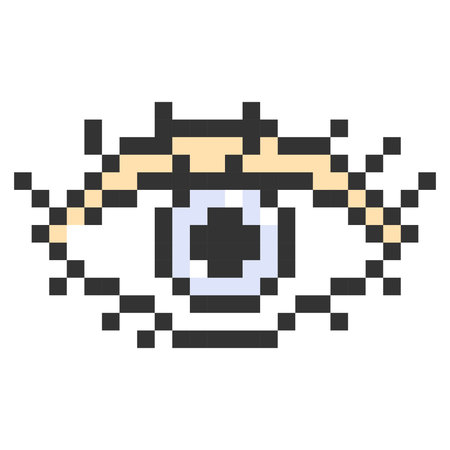 Eye pixel art icon.Simple pixel human eye.Pixel art element for 8 bit game. Vision,eye cosmetics...