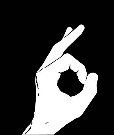 Illustration of OK gesture in vector on black backgroundのイラスト素材