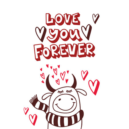 Lovely card for Valentines Day. Love you forever. Vector illustrationのイラスト素材