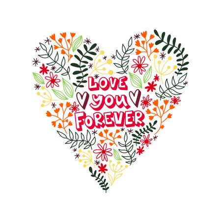 Lovely card for Valentines Day. Love you forever. Vector illustrationのイラスト素材