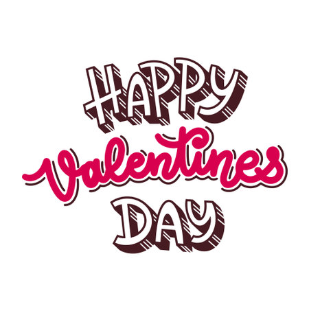 Vector lettering happy valentines day. Valentines Day. Vector illustrationのイラスト素材