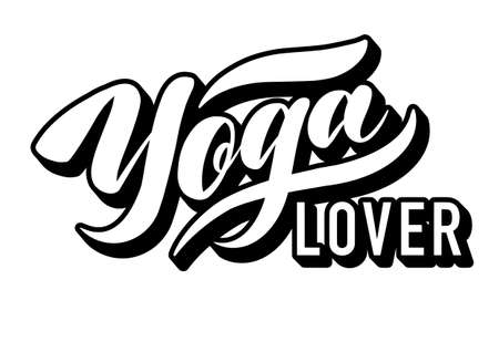 simple black and white lettering yoga lover . Vector illustrationのイラスト素材