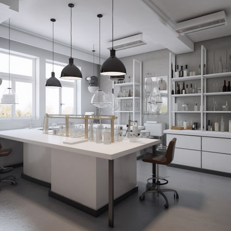 3d Illustration of white modern kitchen in a house with a beautiful design Generative AI.の素材