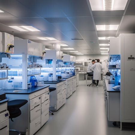 Interior of a modern laboratory, science research and development concept. Generative AIの素材