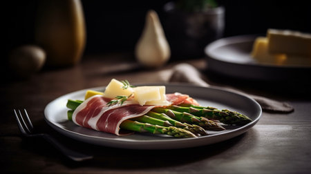 Asparagus with prosciutto and parmesan cheese Generative AIの素材