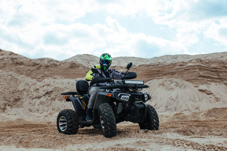 ATV race on the sand. Concept of extreme and sport.