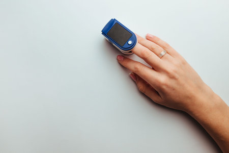 diagnostics of coronaviruses and pneumonia device heart rate monitor measures the soturation of the...