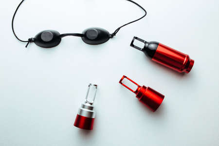 neodymium laser attachments. concept of tattooing and carbon peelingの写真素材