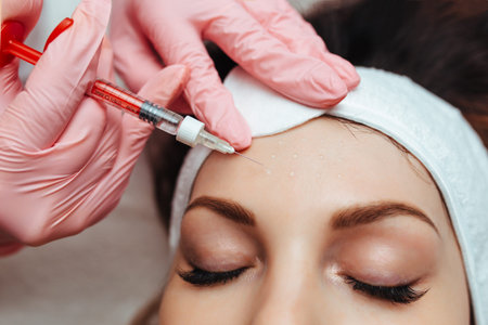 facelift toxin close-up hand with syringe