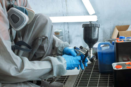 Image of a painting compressor. Car service.の写真素材