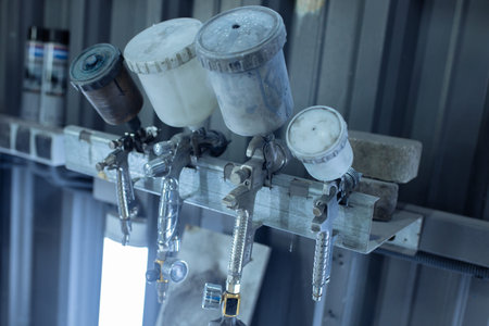 Image of a painting compressor. Car service.の写真素材