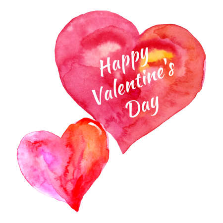 Watercolor Hearts, Watercolor vector Valentine Card, Watercolor Heart Valentine Cardのイラスト素材