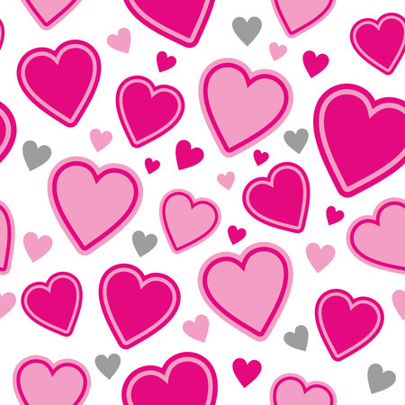 magenta hearts seamless pattern, vector seamless background of magenta hearts for valentine's day,...