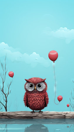 Naive Art, Flat Art, in the style of Oliver Owl Generative AIの素材