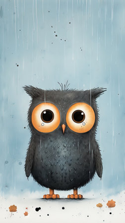 Naive Art, Flat Art, in the style of Oliver Owl Generative AIの素材