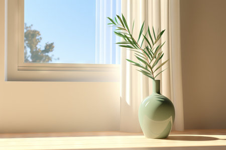 Green vase has a tree in the style of realistic Generative AIの素材