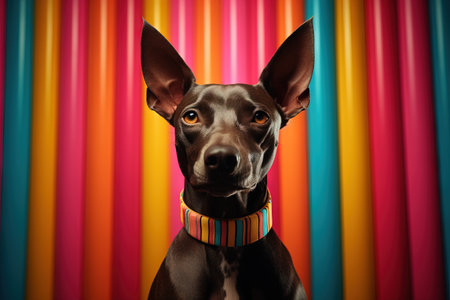 Color full dog life bright color, behance, white background striped patterns Generative AIの素材