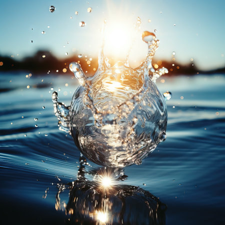 Balls of Water Suspended in Air with Ripples. Generative AIの素材