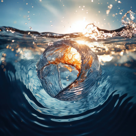 Balls of Water Suspended in Air with Ripples. Generative AIの素材