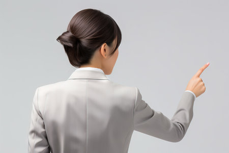 female hands photorealistic The back of a Japanese business woman points her finger Generative AIの素材