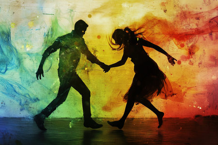 Temporary dance contact two people dancing festival colourfull.