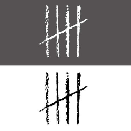 Counting days in prison, handwritten lines of white and black chalkのイラスト素材