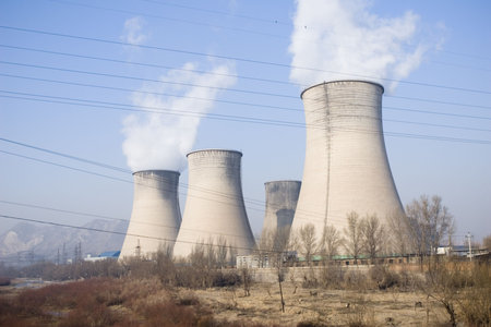 cooling towers of a powerplant in northern china