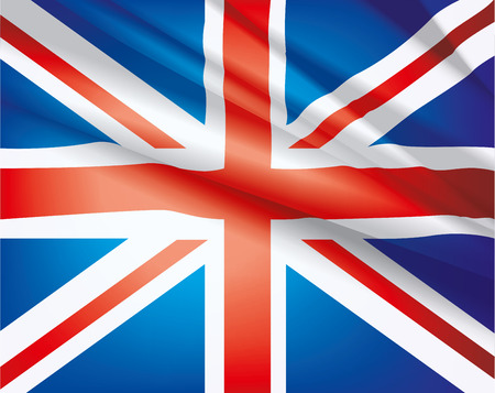 United Kingdom flag waving in the wind, vector beautiful backgroundのイラスト素材