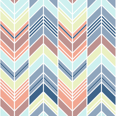 Vector seamless geometry  pattern, zigzag mosaic in blue and brown colors. Geometric background for fabric, scrapbooking, wallpaper, wrapping.のイラスト素材