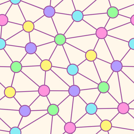 Vector seamless geometry wire pattern, triangle and dot mosaic in pastel colors. Geometric...