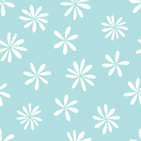 Mint doodle flowers seamless pattern background. Repeating vector hand drawn textures. For fabric, wallpaper, scrapbooking, card, invitations or wrapping.のイラスト素材
