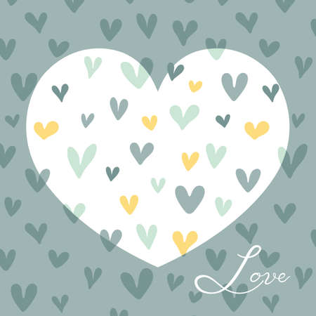 Romantic seamless pattern with doodle heart. Simple modern hand drawn background. Heart silhouette symbol frame. Pattern invitation, greeting card template.のイラスト素材
