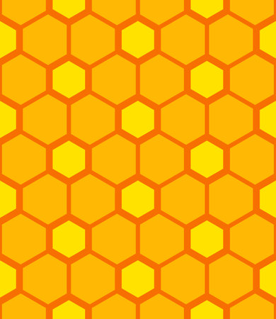 Vector seamless geometry pattern hexagon, orange and yellow colors. Geometric honeycomb background for fabric, wallpaper, scrapbooking, card, invitations or wrapping.のイラスト素材