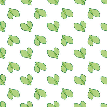 Heart shaped leaves seamless pattern. Vector cute leaves on white background for design and fashion prints. Horizontal or diagonal layout.のイラスト素材