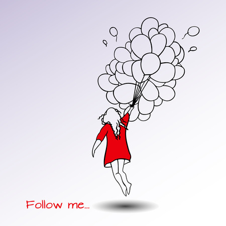 Follow me hand drown vector illustration.のイラスト素材