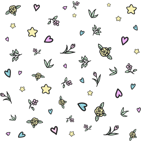Cute romantic vintage  vector  seamless patternのイラスト素材