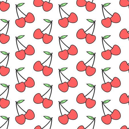 A Seamless pattern of cherry  vector illustration. Hand drawn food illustrationのイラスト素材