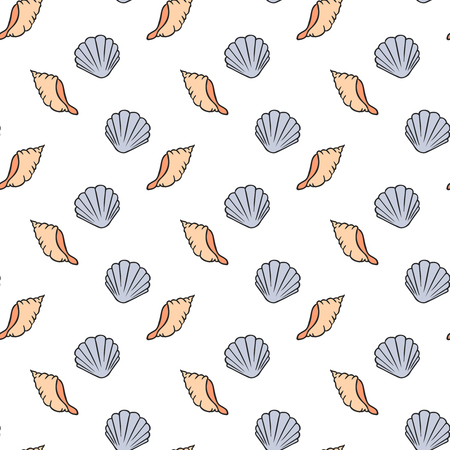 A Seamless pattern of seashells  vector illustration. Hand drawn illustrationのイラスト素材