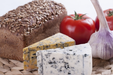 Bread with a sunflower seeds and food ingredients - blue cheeseの写真素材