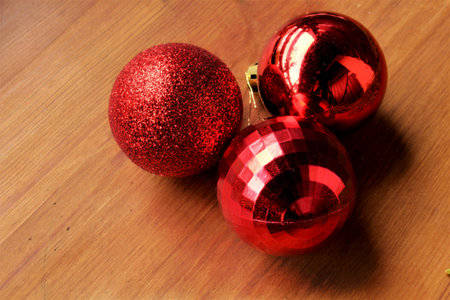 christmas decorations on the tableの写真素材