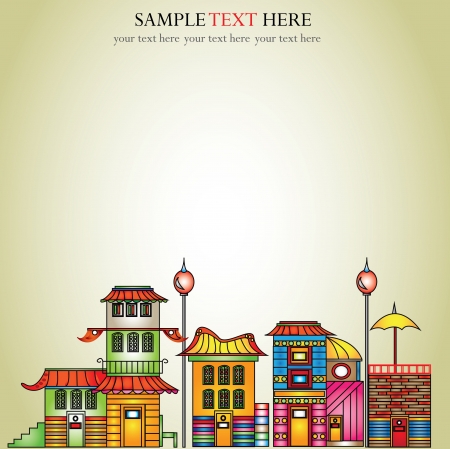 Old city on old paper,Vectorのイラスト素材